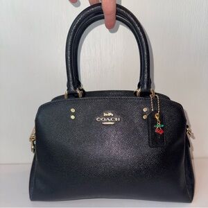 Coach Black Satchel with Gold Accents
